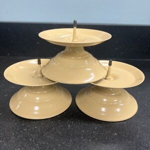 Vintage Set Of 3 Hallmark Brown‎ Candle Holders New Old Stock Midcentury Modern